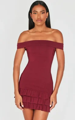 Bardot Tiered Shift Dress-PrettyLittleThing Clearance