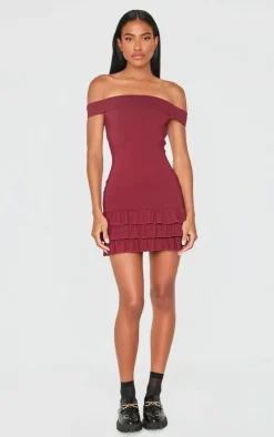 Bardot Tiered Shift Dress-PrettyLittleThing Clearance