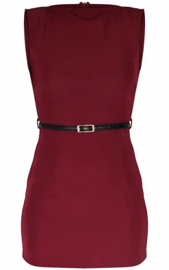 Belted Boat Neck Mini Dress-PrettyLittleThing Clearance