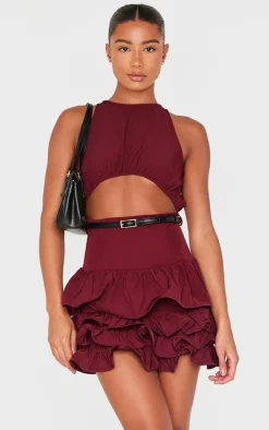 Cut Out Belted Frill Hem Shift Dress-PrettyLittleThing Online
