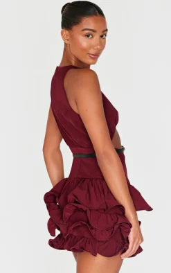 Cut Out Belted Frill Hem Shift Dress-PrettyLittleThing Online