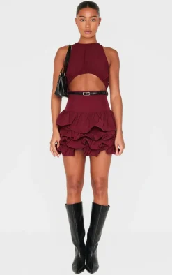 Cut Out Belted Frill Hem Shift Dress-PrettyLittleThing Online