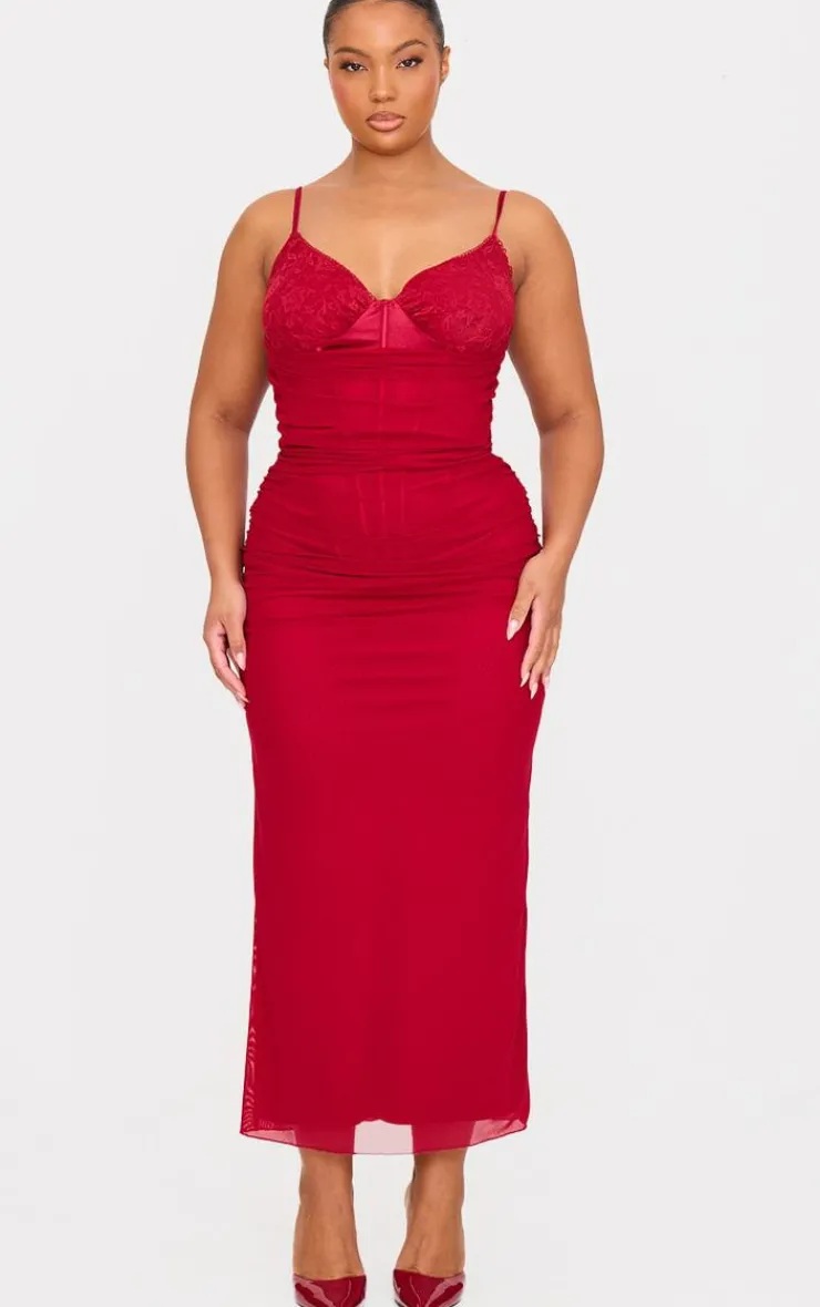 Ruched Maxi Dress With Corset Underlay-PrettyLittleThing Hot