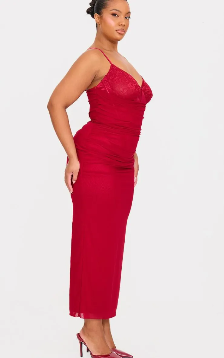 Ruched Maxi Dress With Corset Underlay-PrettyLittleThing Hot