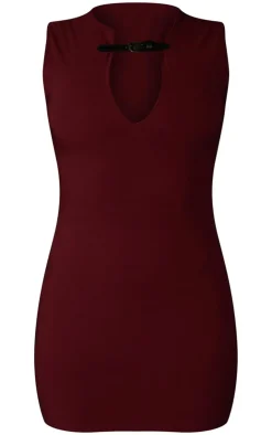 Stretch Woven Keyhole Belted Bodycon Dress-PrettyLittleThing Hot
