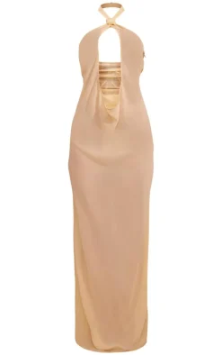 Yellow Chiffon Deep Plunge Maxi Beach Dress