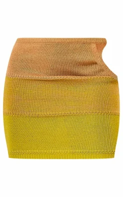 Discount PrettyLittleThing Cut Out Side Marl Knit Skirt Yellow