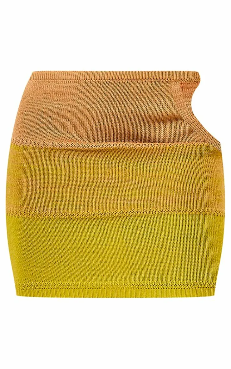 Discount PrettyLittleThing Cut Out Side Marl Knit Skirt Yellow