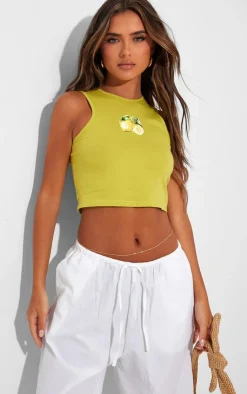 PrettyLittleThing Sleeveless Tops*Lemon Graphic Detail Racer Vest Top