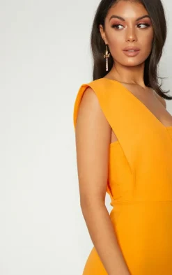 One Shoulder Draped Midi Dress-PrettyLittleThing Online
