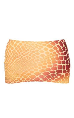 Discount PrettyLittleThing Print Slinky Micro Mini Skirt Yellow