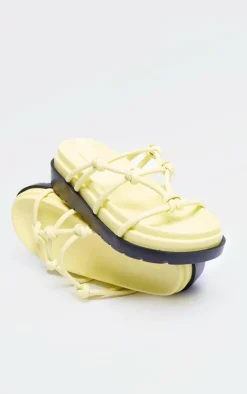 PrettyLittleThing Flat Sandals*PU Round Toe Knotted Tube Strap Sandals