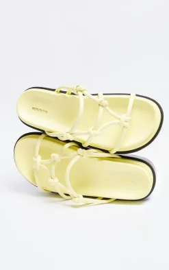 PrettyLittleThing Flat Sandals*PU Round Toe Knotted Tube Strap Sandals
