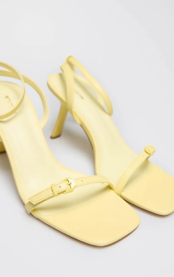 PrettyLittleThing Mid Heels*PU Square Toe Barely There Buckle Heeled Sandals
