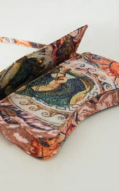 PrettyLittleThing Shoulder Bags*Roman Horse Mosaic Print Flap Over Baguette Shoulder Bag