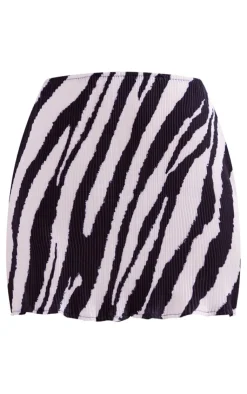 Online PrettyLittleThing Print Plisse A-line Mini Skirt Zebra